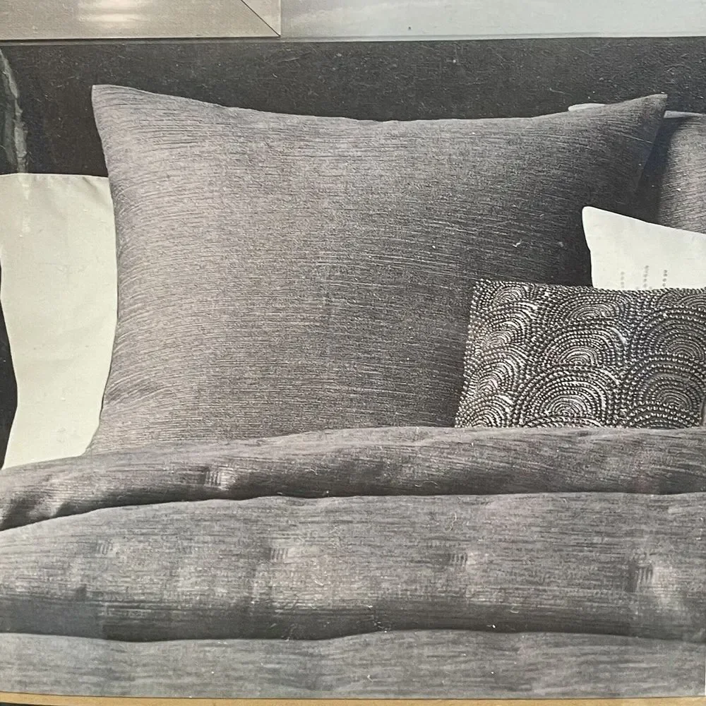 Donna Karan‎ Radiance Quilt Jacquard Set/2 Euro Shams Charcoal Gold 26